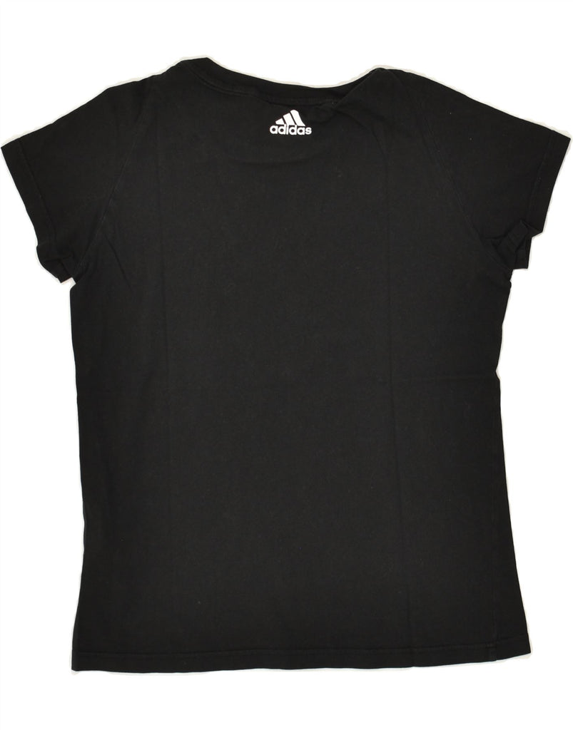 ADIDAS Womens Graphic T-Shirt Top UK 12/14 Medium Black Cotton Vintage Adidas and Second-Hand Adidas from Messina Hembry 