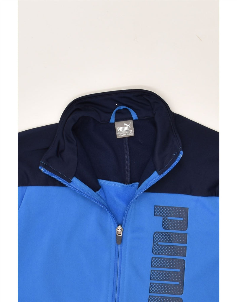 PUMA Boys Graphic Tracksuit Top Jacket 11-12 Years Blue Colourblock | Vintage Puma | Thrift | Second-Hand Puma | Used Clothing | Messina Hembry 