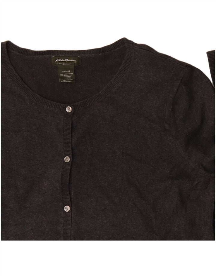 Eddie Bauer Womens Cardigan Sweater UK 20 2XL Grey Cotton