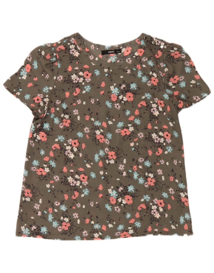 Oasis Womens Blouse Top UK 10 Small  Green Floral