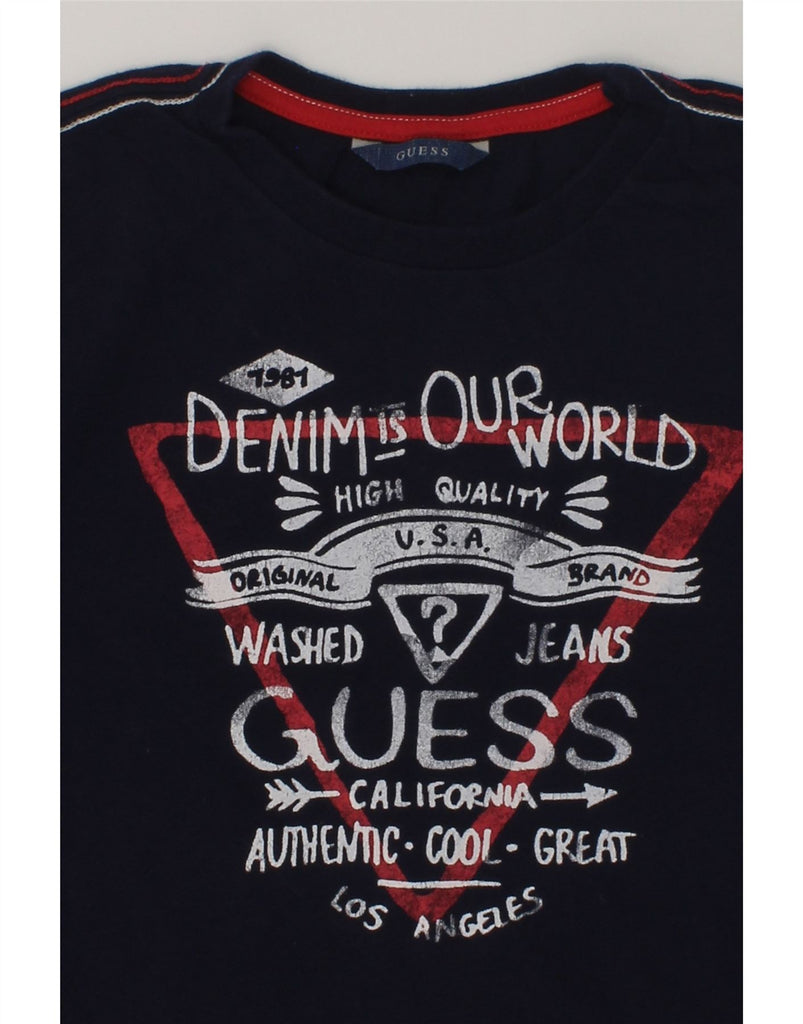 GUESS Boys Graphic Top Long Sleeve 7-8 Years Navy Blue Cotton | Vintage Guess | Thrift | Second-Hand Guess | Used Clothing | Messina Hembry 