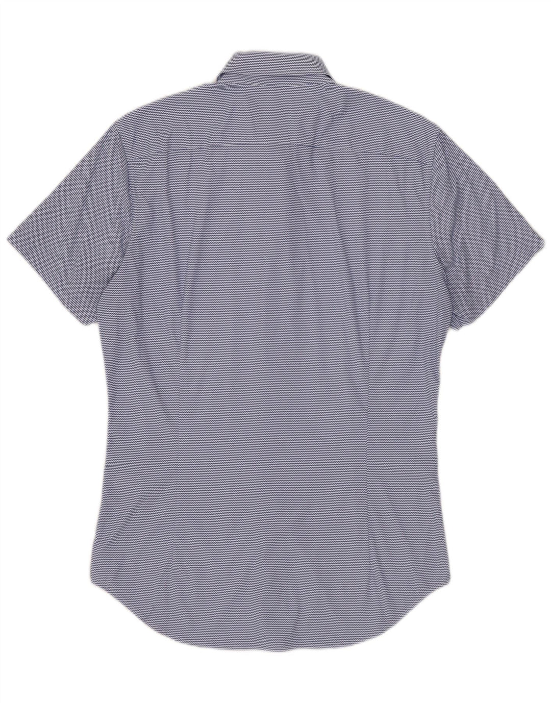 BONOBOS Mens Tailored Fit Short Sleeve Shirt Small Blue Pinstripe Nylon