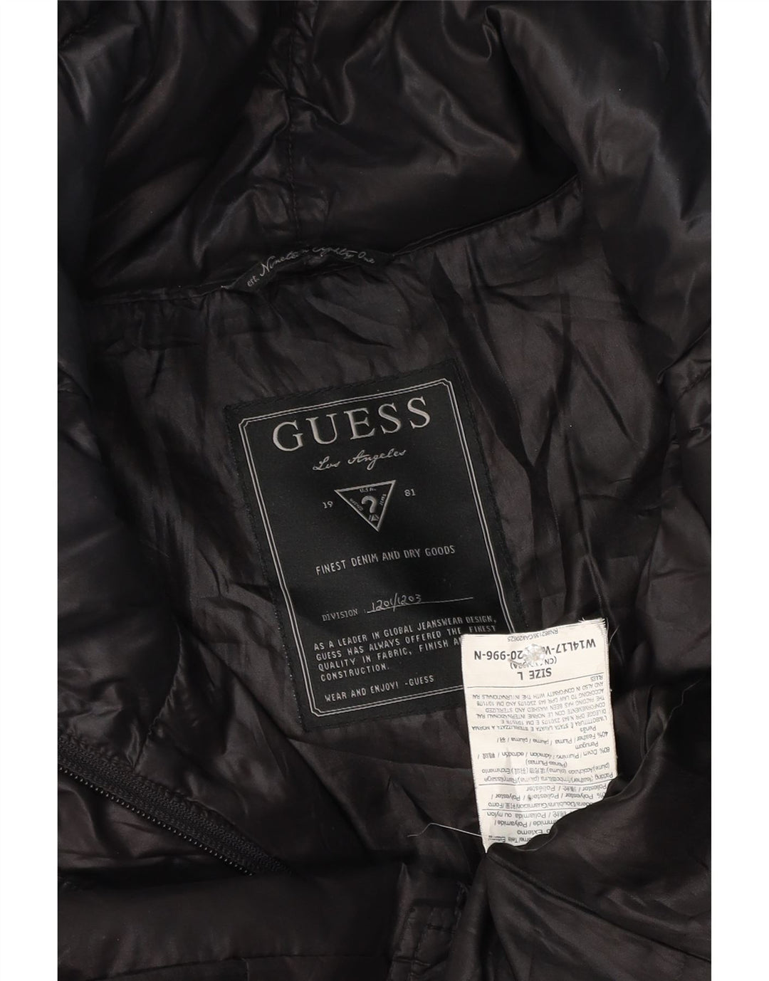 Guess Womens Padded Jacket UK 16 Large Black Polyester