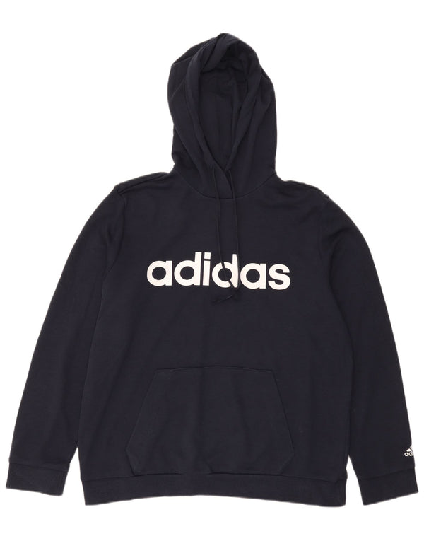 Adidas Womens Graphic Hoodie Jumper UK 20/22 XL Navy Blue Cotton