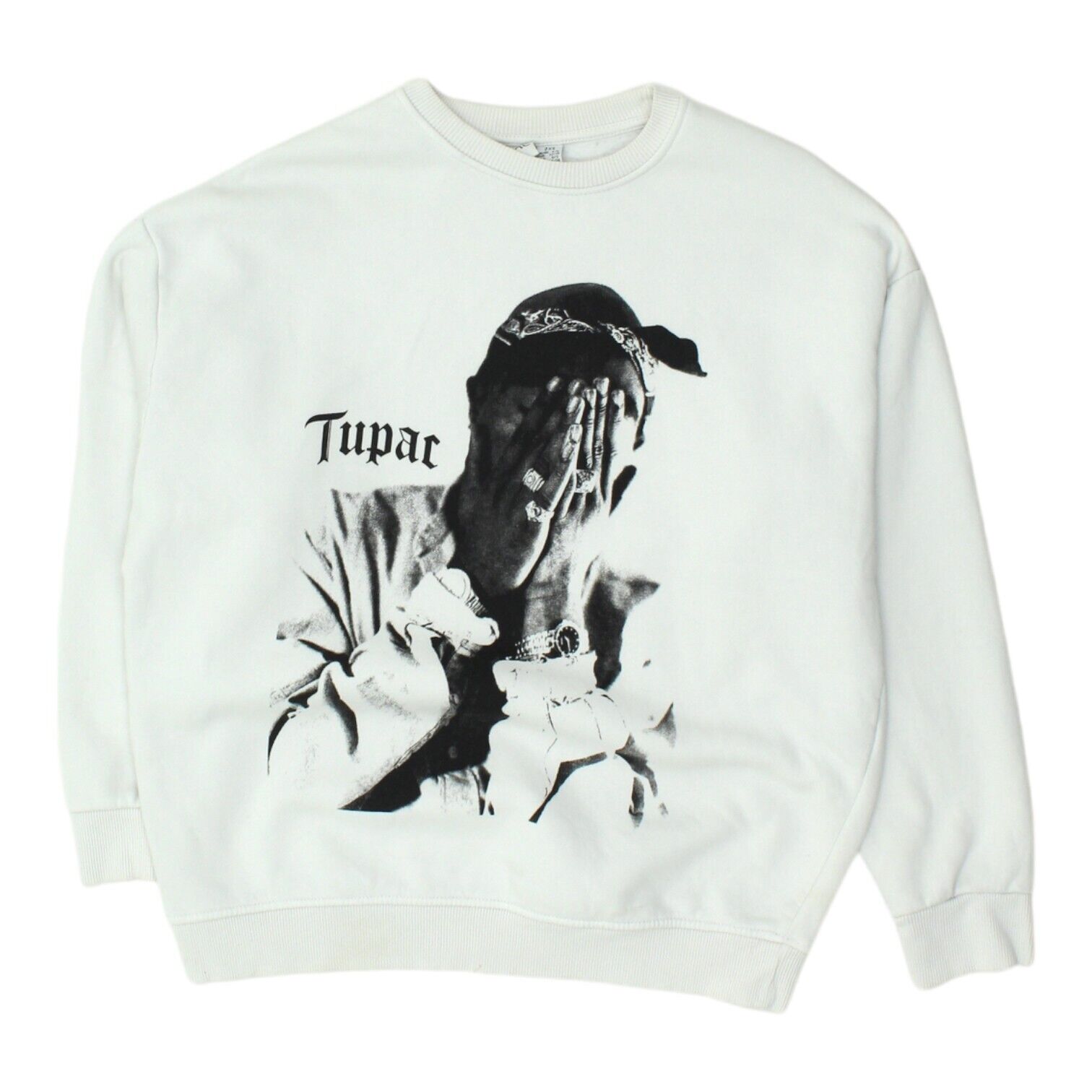 Tupac Mens White Sweatshirt | Vintage 2Pac Hip Hop Rap Music Jumper VTG |  Vintage & Second-Hand Clothing Online | Messina Hembry