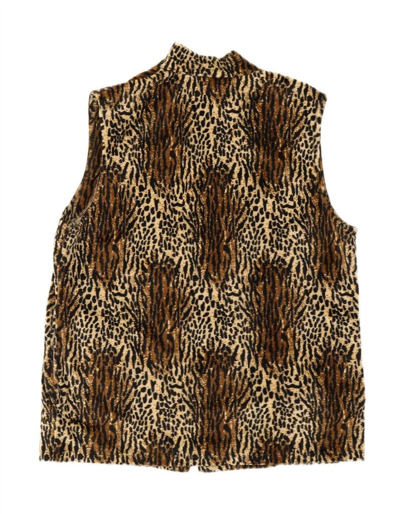 VINTAGE Womens Fleece Gilet EU 44 XL Brown Animal Print Polyester Vintage Vintage and Second-Hand Vintage from Messina Hembry 