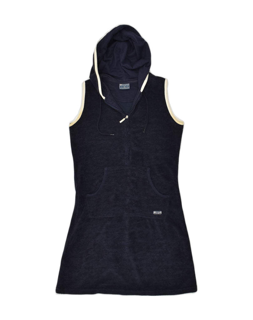 CHAMPION Womens Hooded Sleeveless Polo Dress UK 12 Medium Navy Blue | Vintage Champion | Thrift | Second-Hand Champion | Used Clothing | Messina Hembry 