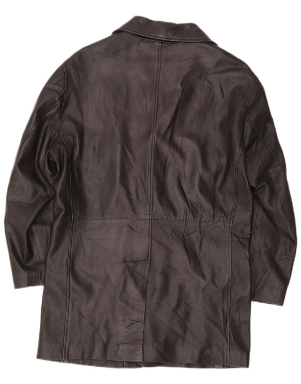 Vintage Mens Leather Coat UK 36 Small Black
