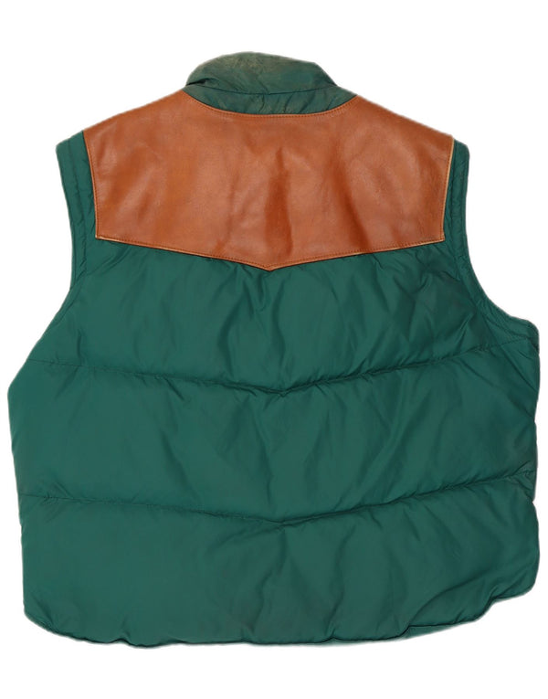 Charro Mens Leather Padded Gilet US 50 5XL Green Colourblock