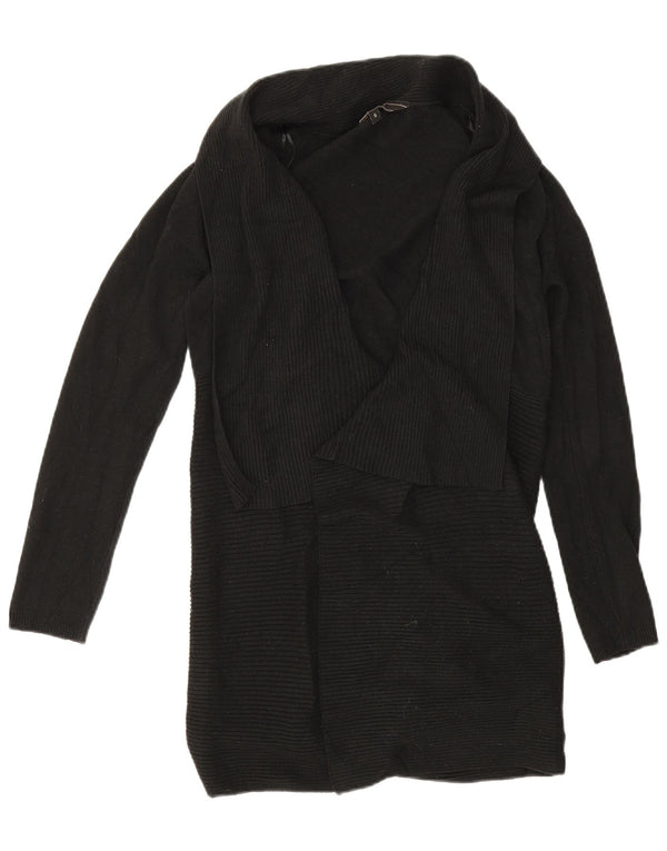 Lipsy Womens Longline Open Cardigan Sweater UK 10 Small Black Acrylic