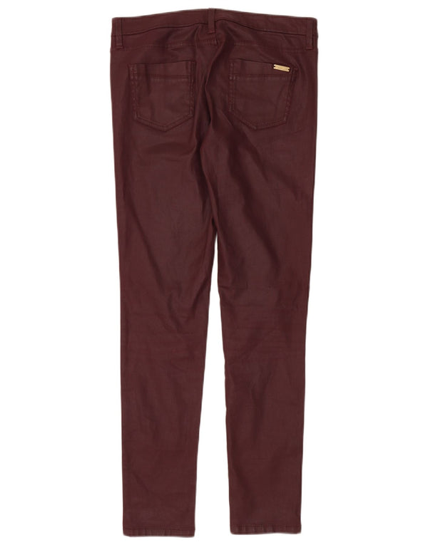 Massimo Dutti Womens Waxed Casual Trousers EU 40 Medium W32 L30 Burgundy