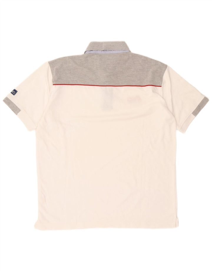 Asics Mens Polo Shirt Large White Colourblock Cotton