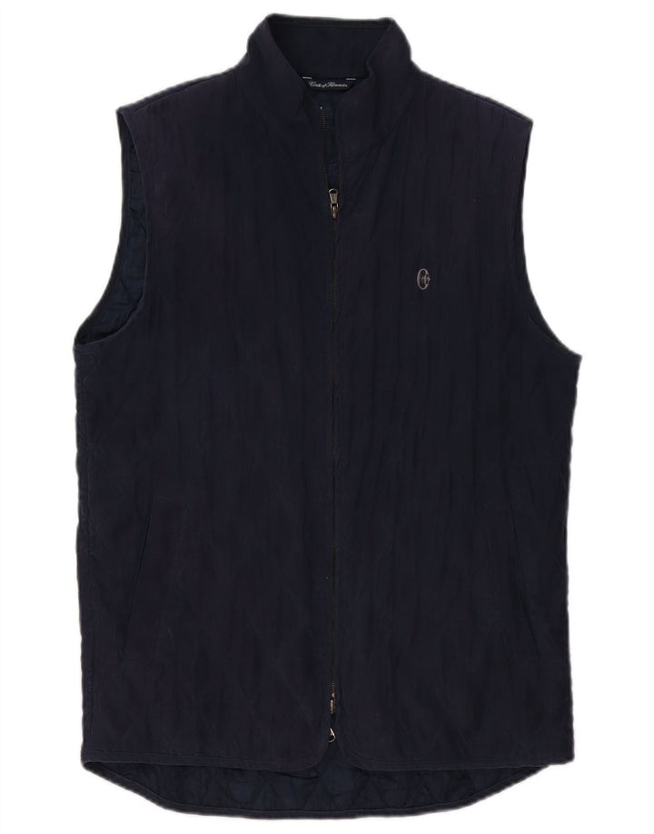 Conte of Florence Mens Quilted Gilet UK 38 Medium Navy Blue Polyester