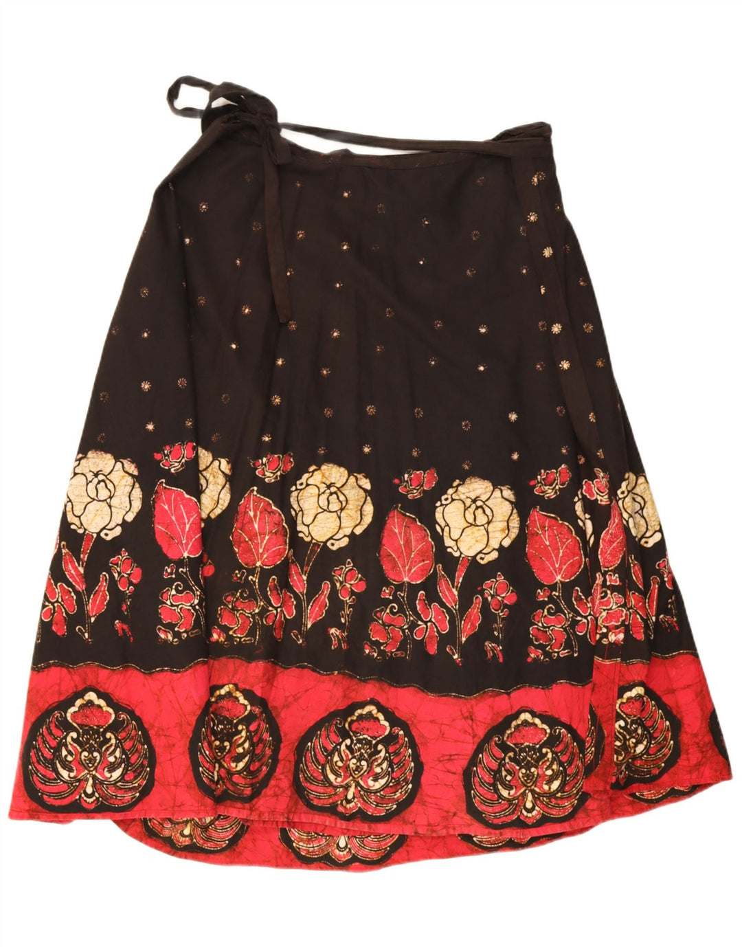 Vintage Womens Wrap Skirt W32 Large Black Floral