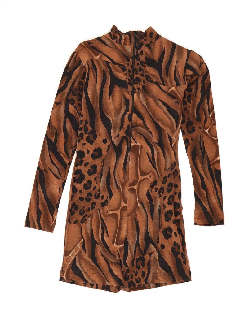 BLUE BERRY Womens Playsuit UK 10 Small Brown Animal Print Vintage Blue Berry and Second-Hand Blue Berry from Messina Hembry 