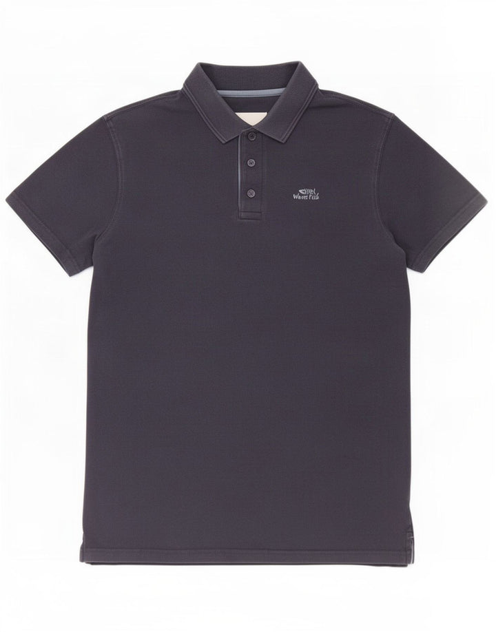 Weird Fish Mens Polo Shirt Small Navy Blue Cotton