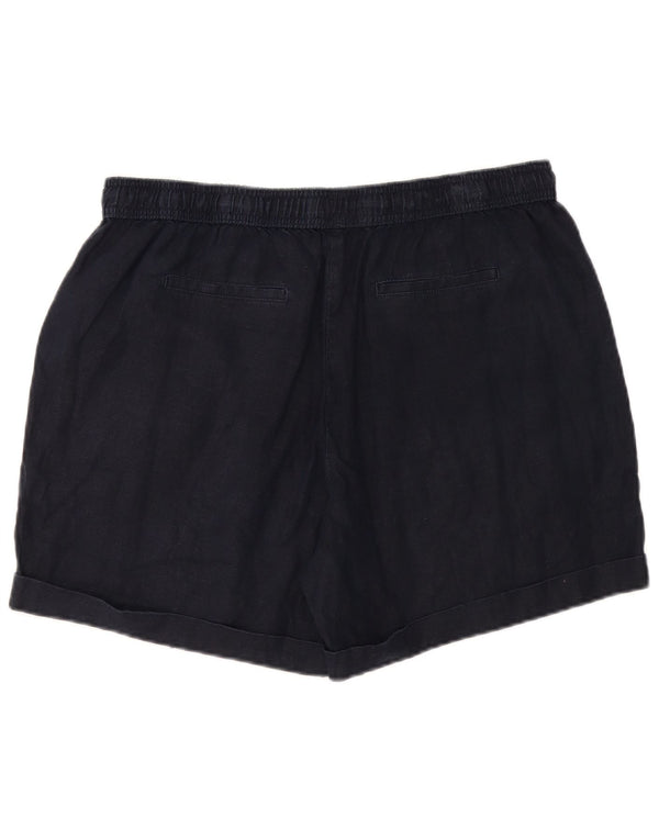 Marks & Spencer Womens Chino Shorts UK 16 Large W36 Navy Blue Linen