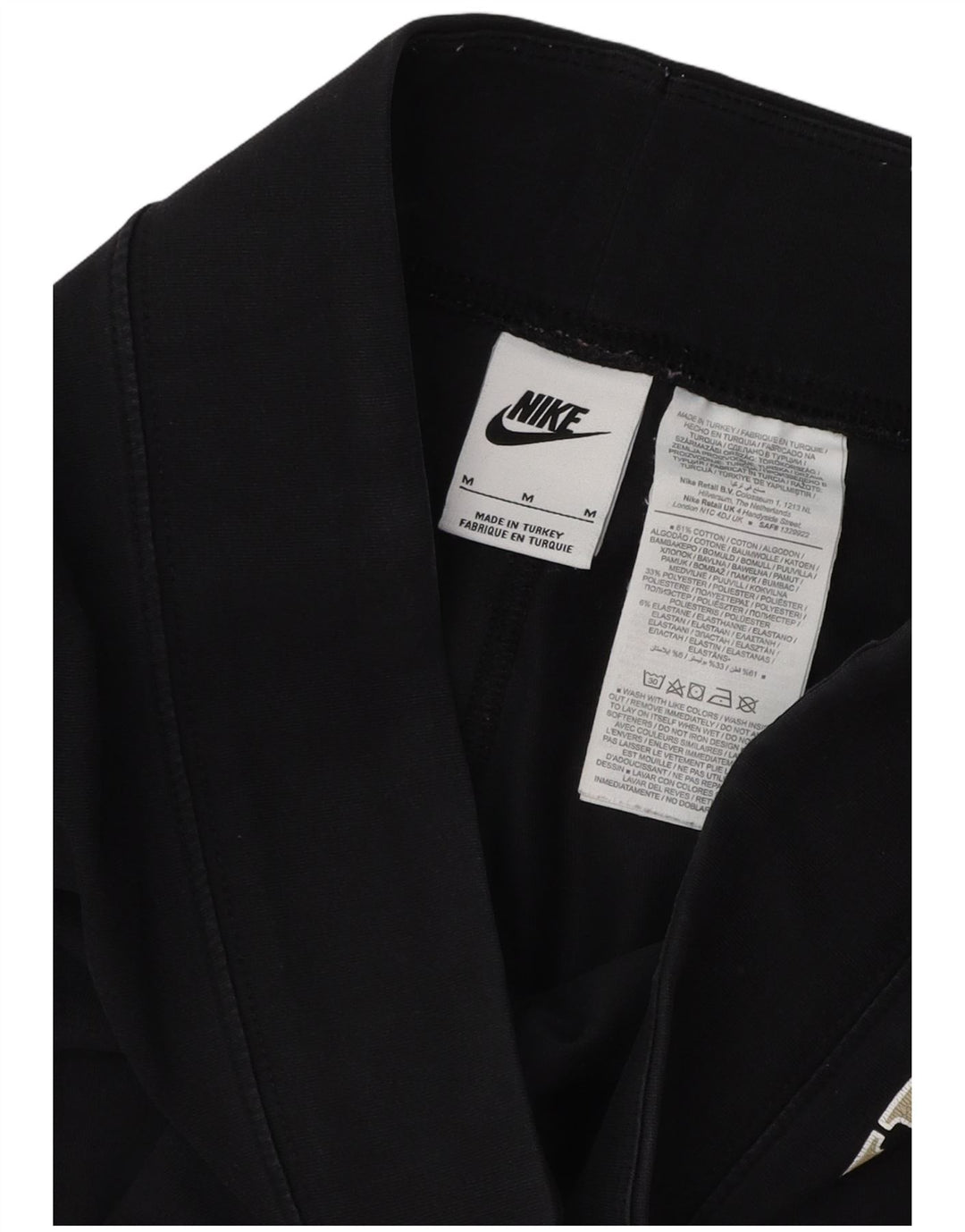 NIKE Womens Graphic Leggings UK 14 Medium  Black Cotton