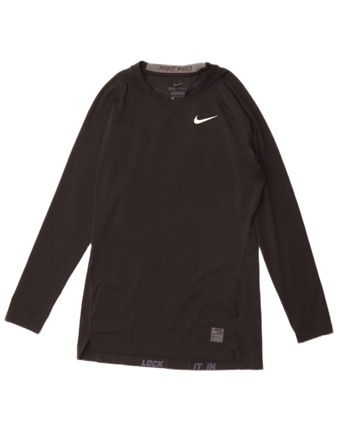 NIKE Mens Dri Fit Graphic Top Long Sleeve Medium Black Polyester