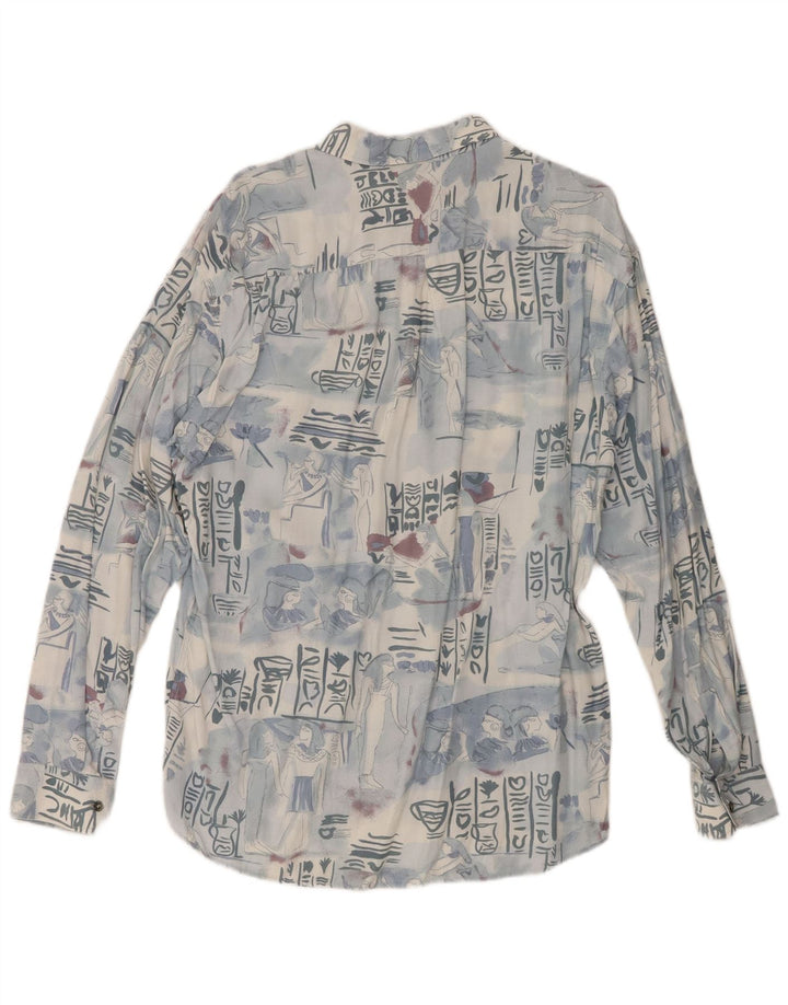 Mac Fashion Mens Abstract Pattern Shirt Large Blue