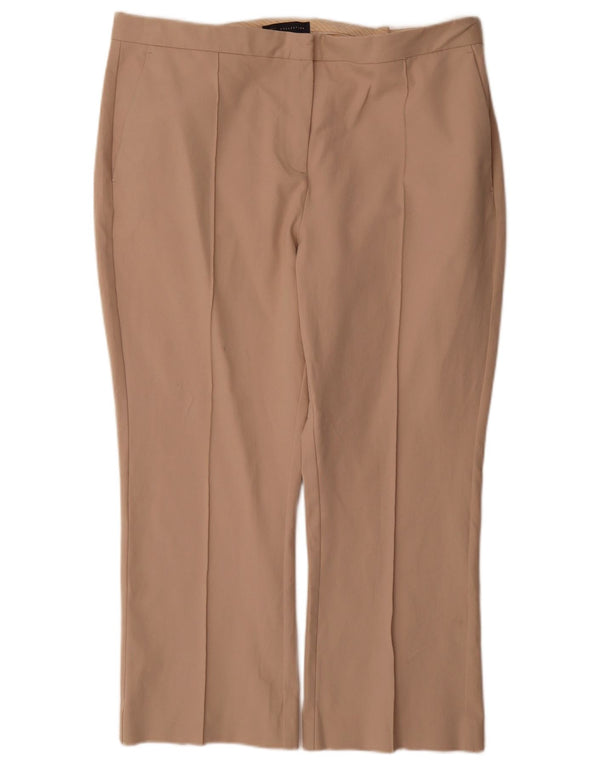 Marks & Spencer Womens High Waist Cropped Trousers UK 20 2XL W38 L26 Beige
