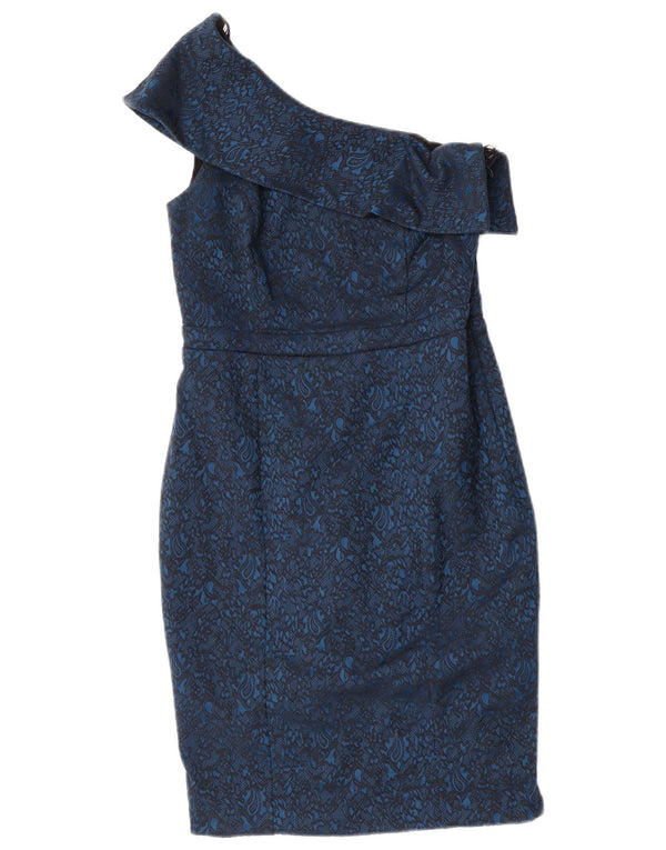 Next Womens One Shoulder Dress UK 10 Small Blue Paisley