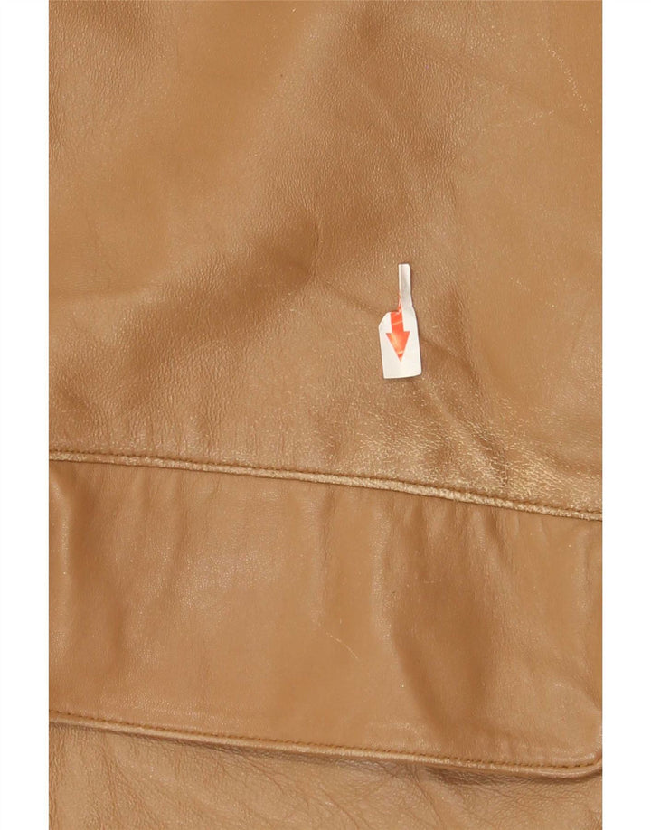 Vintage Womens Leather Jacket IT 48 XL Beige