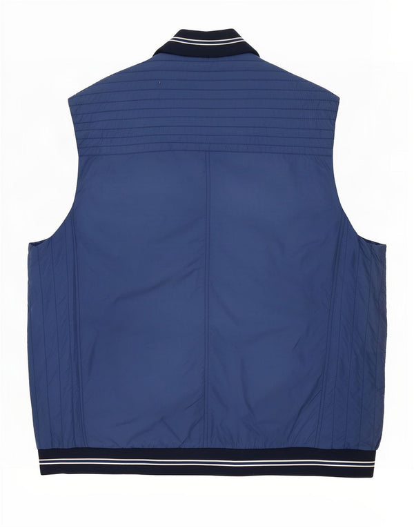 Paul & Shark Mens Graphic Padded Gilet UK 46 3XL Blue Colourblock Nylon