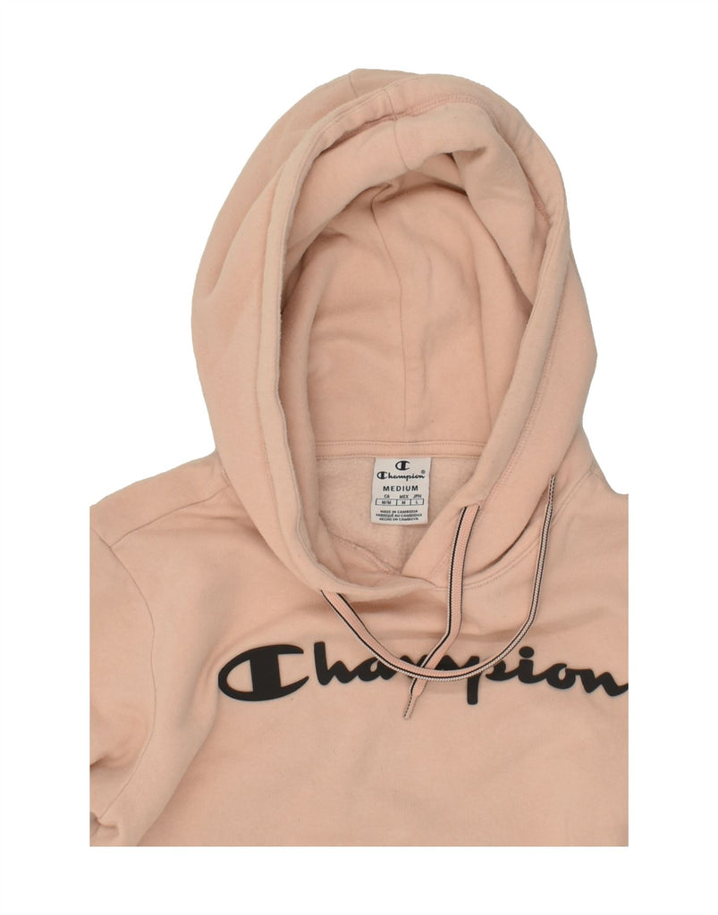 CHAMPION Womens Graphic Hoodie Jumper UK 14 Medium Pink Cotton | Vintage Champion | Thrift | Second-Hand Champion | Used Clothing | Messina Hembry 