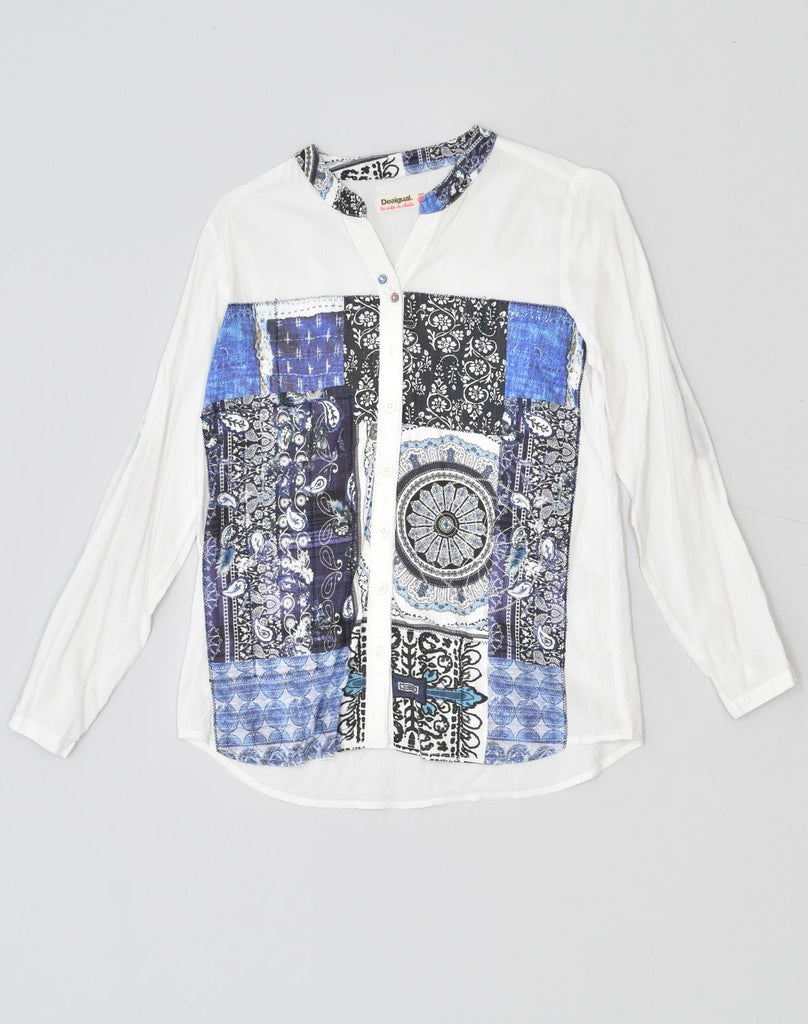 DESIGUAL Girls Shirt Blouse 11-12 Years White Patchwork Cotton | Vintage Desigual | Thrift | Second-Hand Desigual | Used Clothing | Messina Hembry 