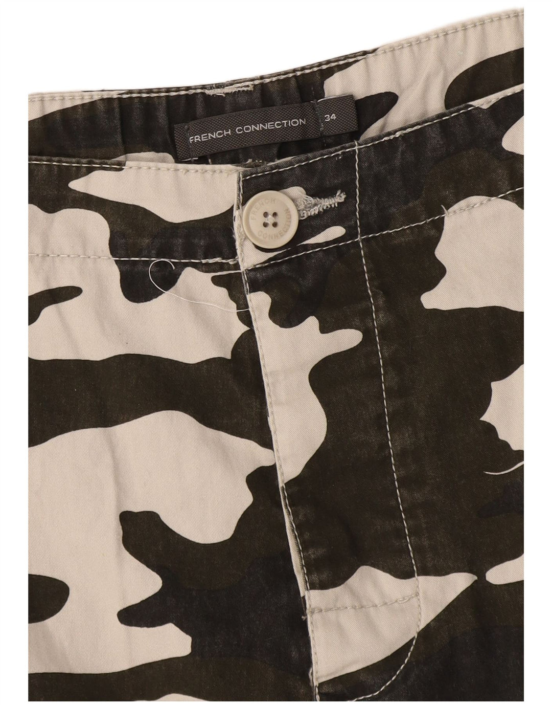 French Connection Mens Cargo Shorts W34 Large  Khaki Camouflage