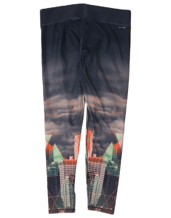Adidas Womens Climalite Graphic Leggings UK 16/18 Large Navy Blue
