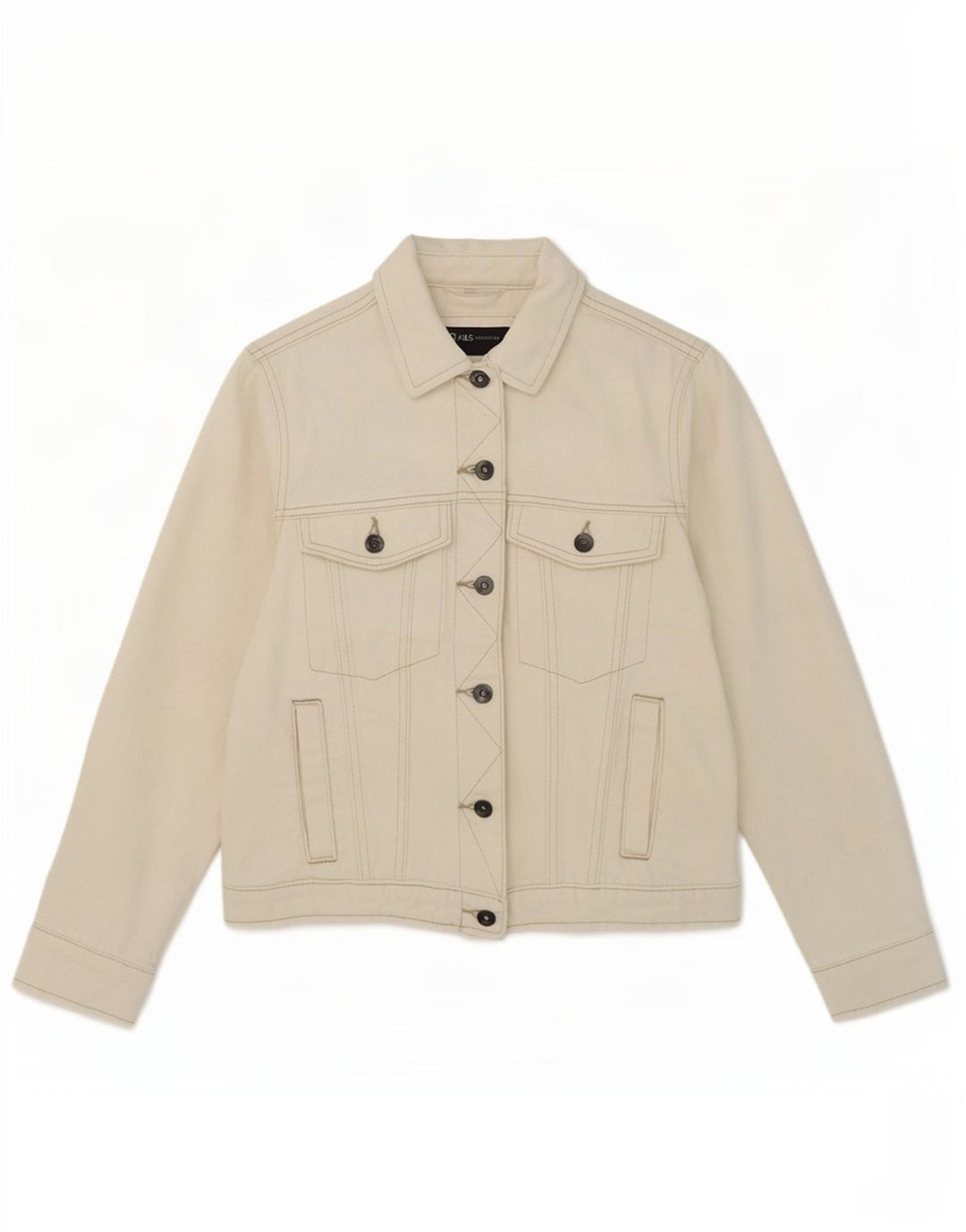 Marks & Spencer Womens Denim Jacket UK 8 Small White Cotton