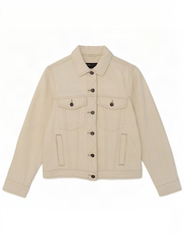 Marks & Spencer Womens Denim Jacket UK 8 Small White Cotton