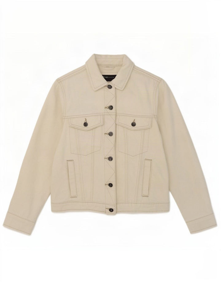 Marks & Spencer Womens Denim Jacket UK 8 Small White Cotton
