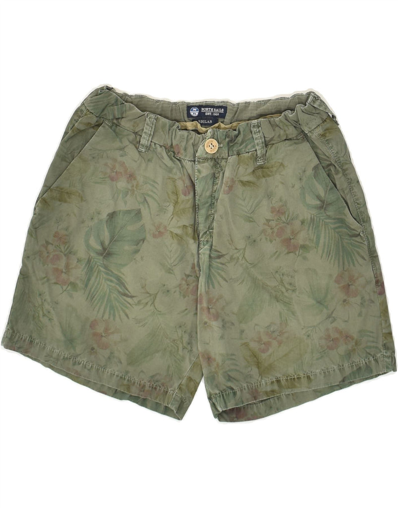 NORTH SAILS Womens Regular Chino Shorts W29 Medium Green Floral Cotton | Vintage North Sails | Thrift | Second-Hand North Sails | Used Clothing | Messina Hembry 