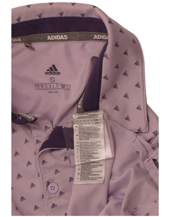 ADIDAS Mens Polo Shirt Small Purple Spotted Polyester