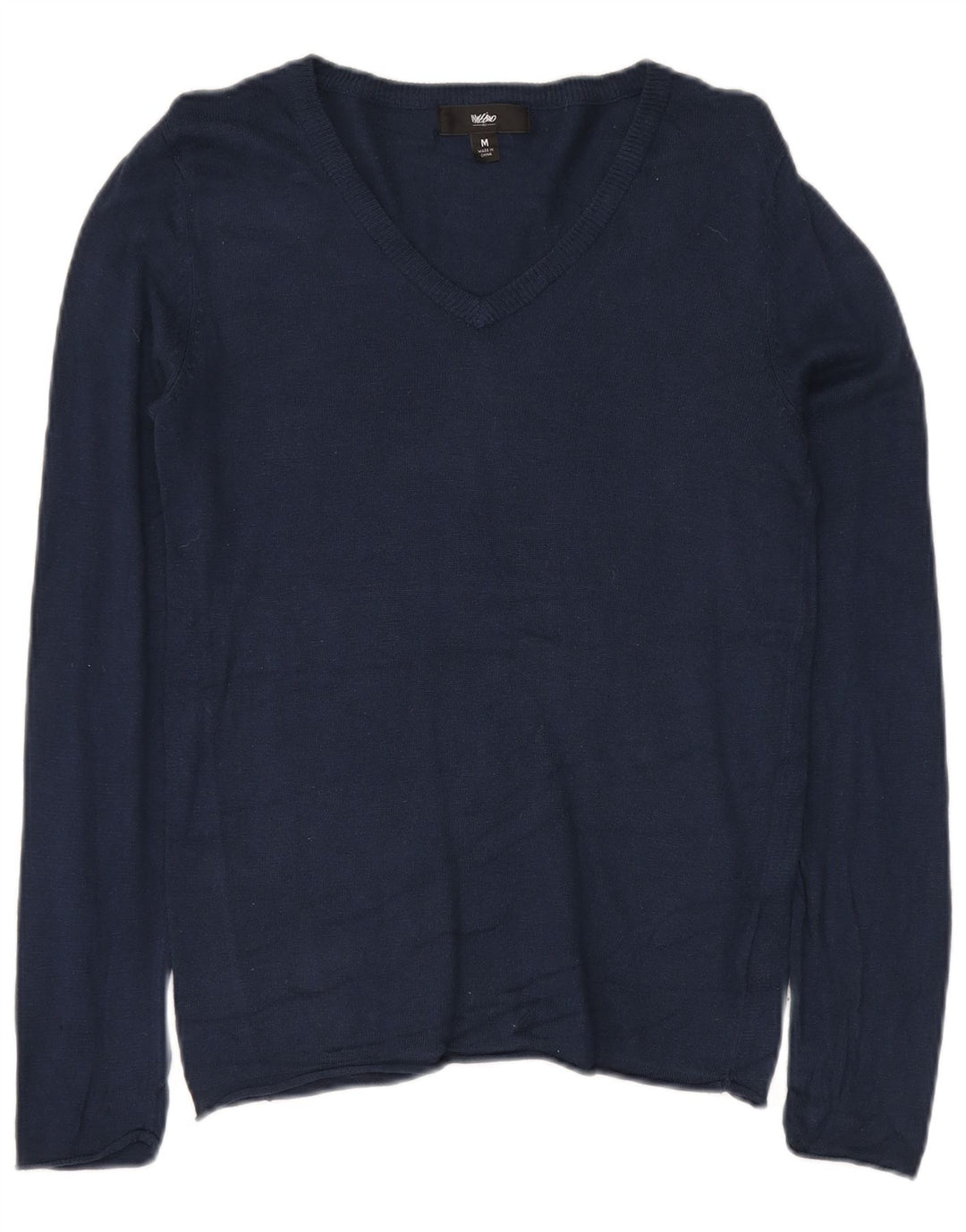 MOSSIMO Womens V-Neck Jumper Sweater UK 12 Medium Navy Blue Nylon