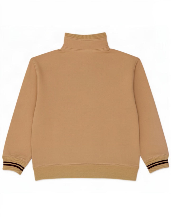 Champion Mens Zip Neck Sweatshirt Jumper Medium Beige Cotton