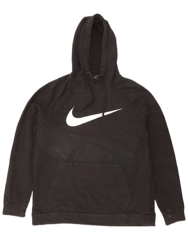 Nike Mens Dri Fit Graphic Hoodie Jumper Large Black Cotton