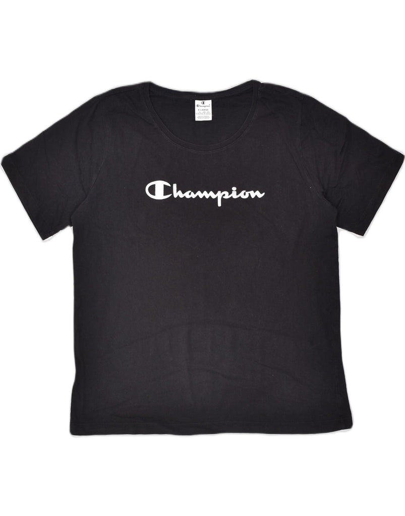 CHAMPION Mens Graphic T-Shirt Top XL Black Cotton Classic | Vintage | Thrift | Second-Hand | Used Clothing | Messina Hembry 