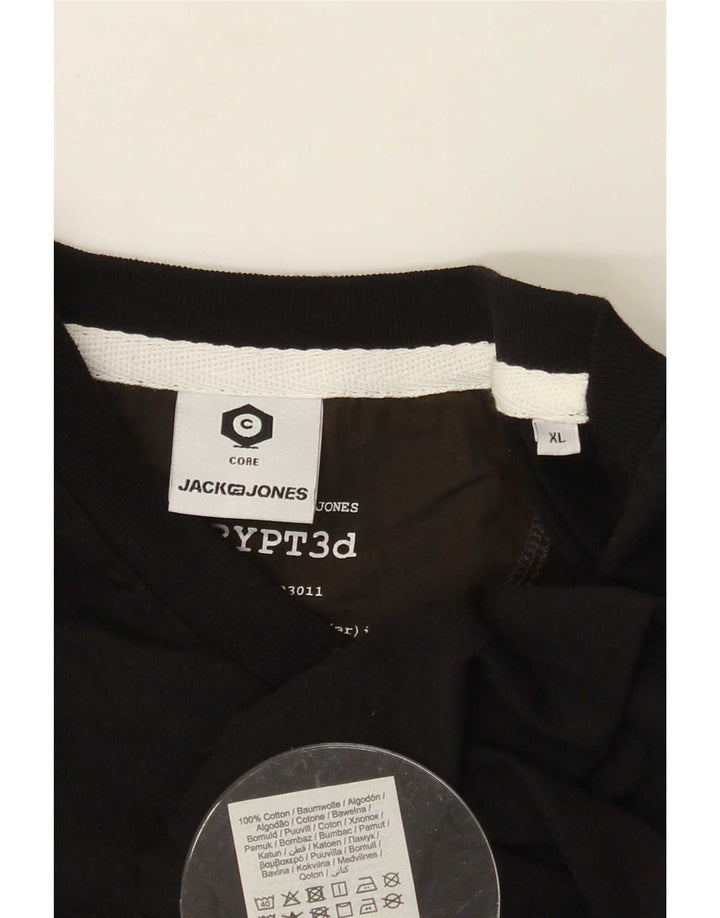 Jack & Jones Mens Top Long Sleeve XL Black Cotton