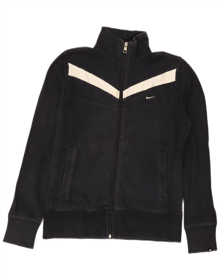Nike Womens Tracksuit Top Jacket UK 14 Medium Black Colourblock Cotton