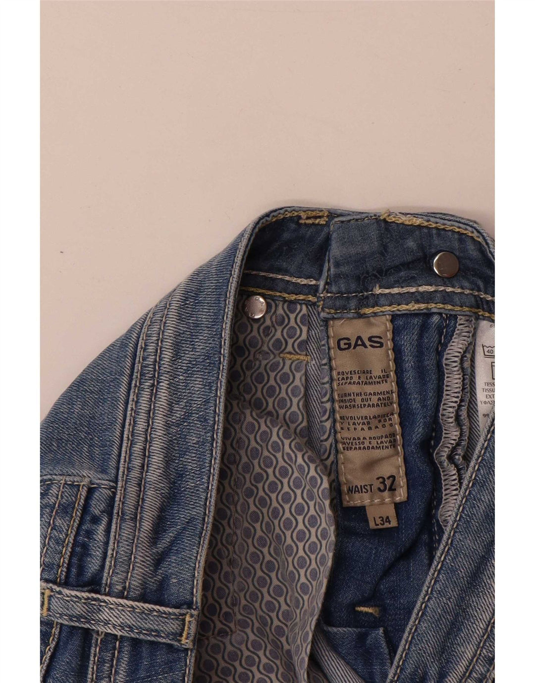Gas Mens Slim Jeans W32 L32 Blue Cotton