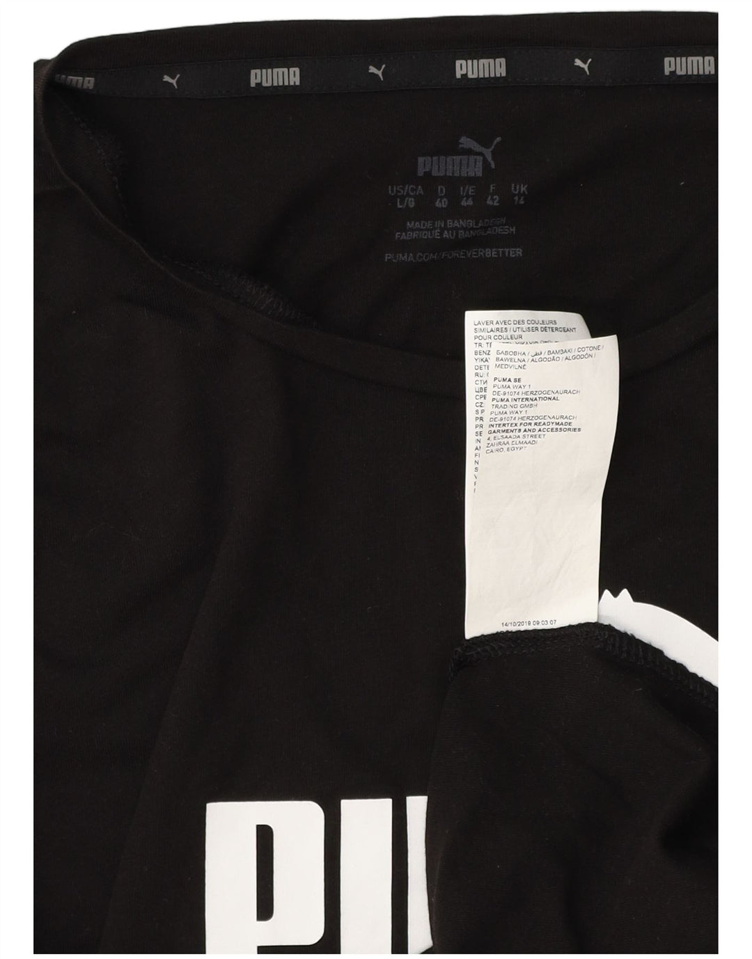 PUMA Womens Graphic T-Shirt Top UK 14 Large Black Cotton