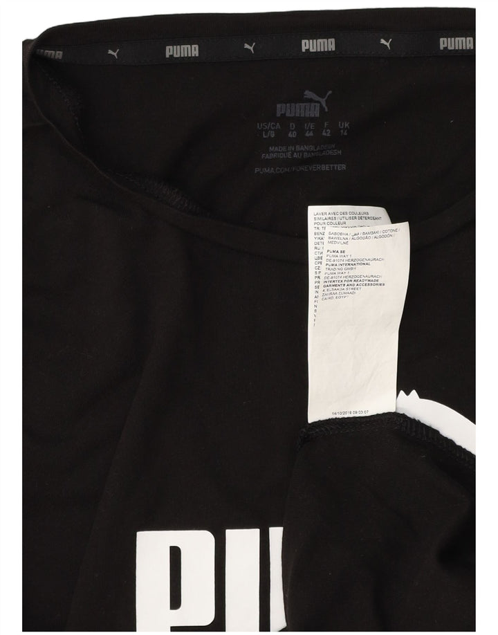 PUMA Womens Graphic T-Shirt Top UK 14 Large Black Cotton