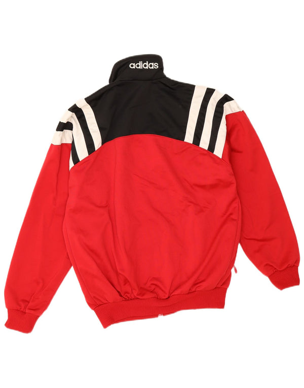 Adidas Boys Tracksuit Top Jacket 13-14 Years Red Colourblock Polyester