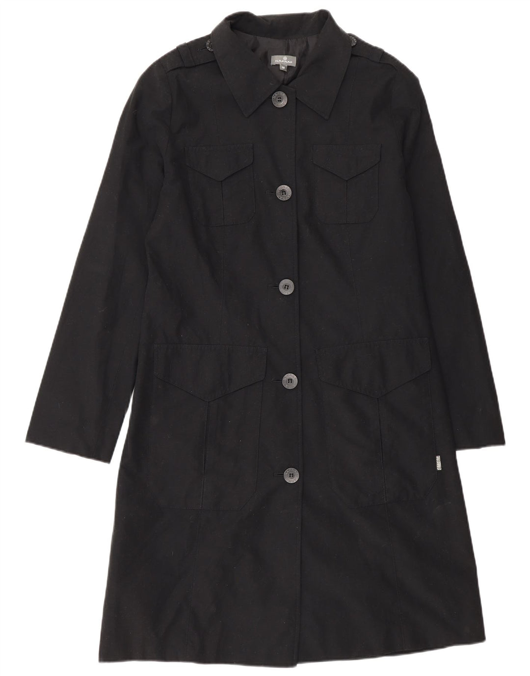 Naf Naf Womens Military Overcoat UK 12 Medium Black Polyester