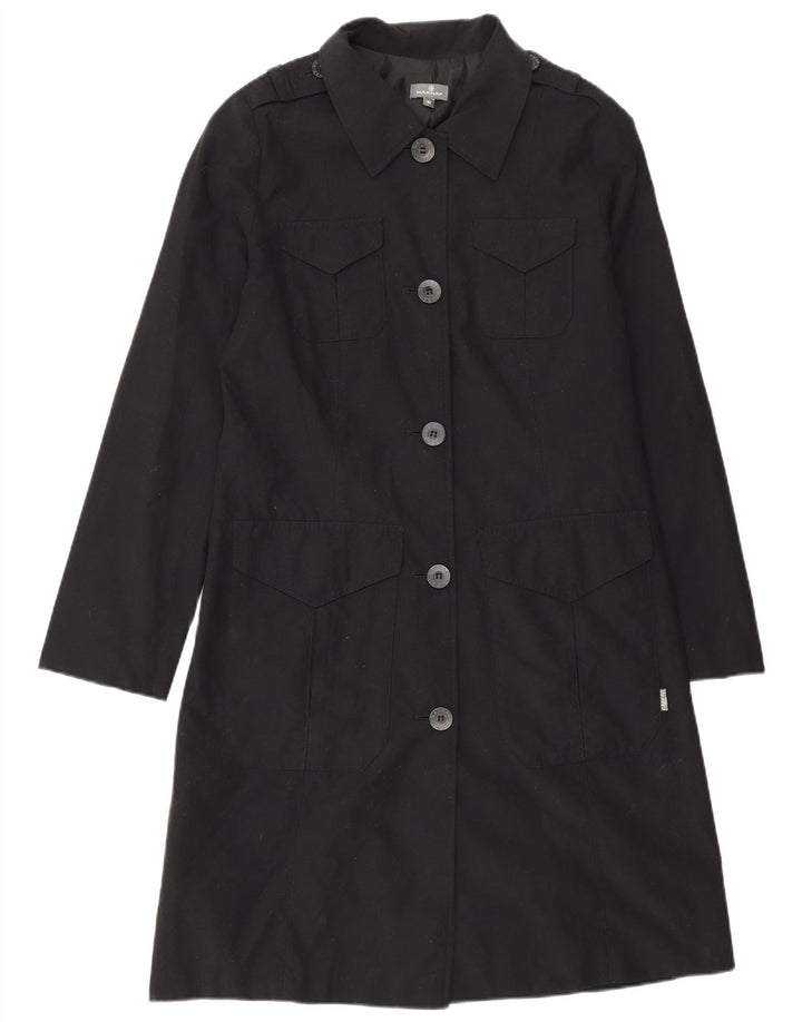 Naf Naf Womens Military Overcoat UK 12 Medium Black Polyester