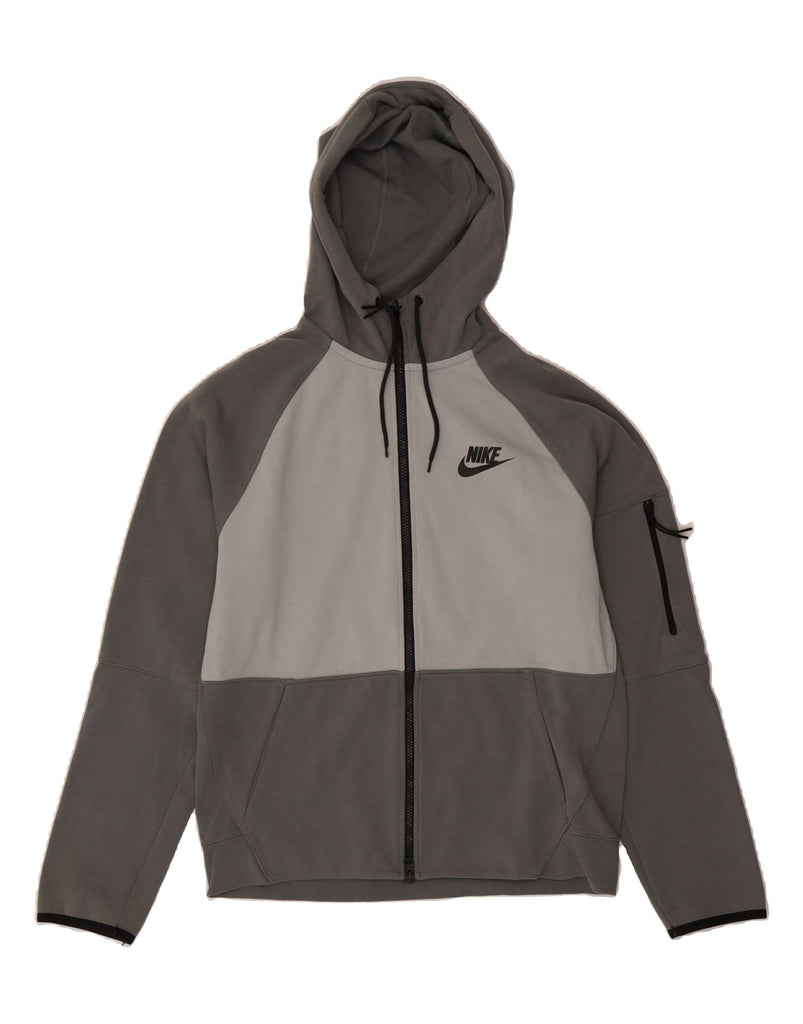 NIKE Mens Zip Hoodie Sweater Medium Grey Colourblock Cotton Vintage Nike and Second-Hand Nike from Messina Hembry 